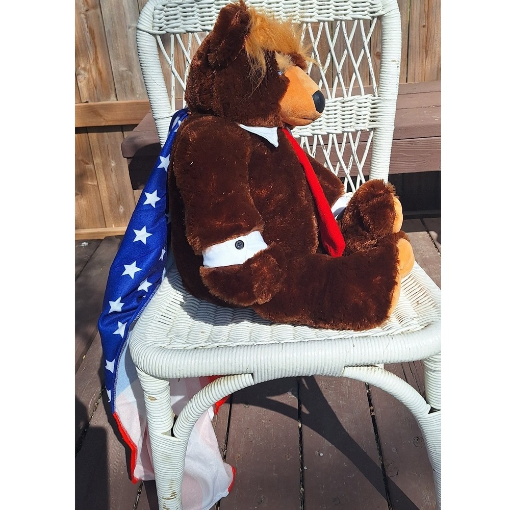 Trumpy Bear Deluxe Plush 22 inch Collectible with American Flag Blanket Inside - Picture 5 of 11